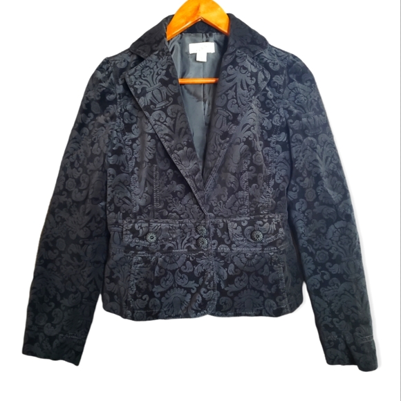 Ann Taylor Loft Black Damask Floral Blazer Jacket Size 6 - Picture 1 of 7